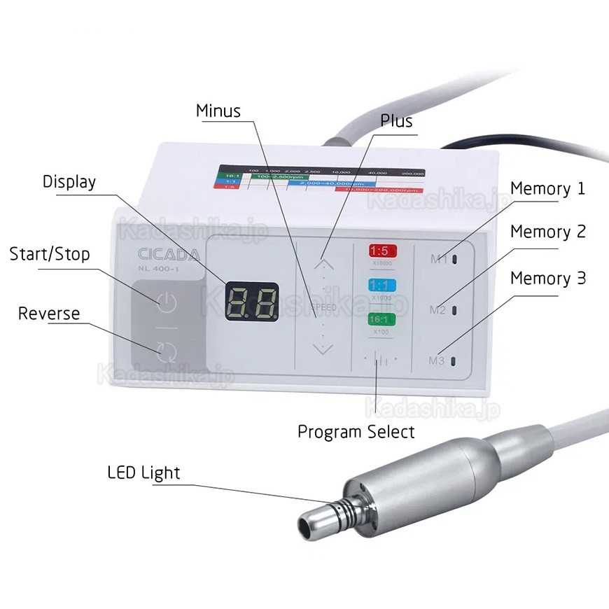CICDAD NL400-3 LED歯科治療用ブラシレス電動マイクロモーター